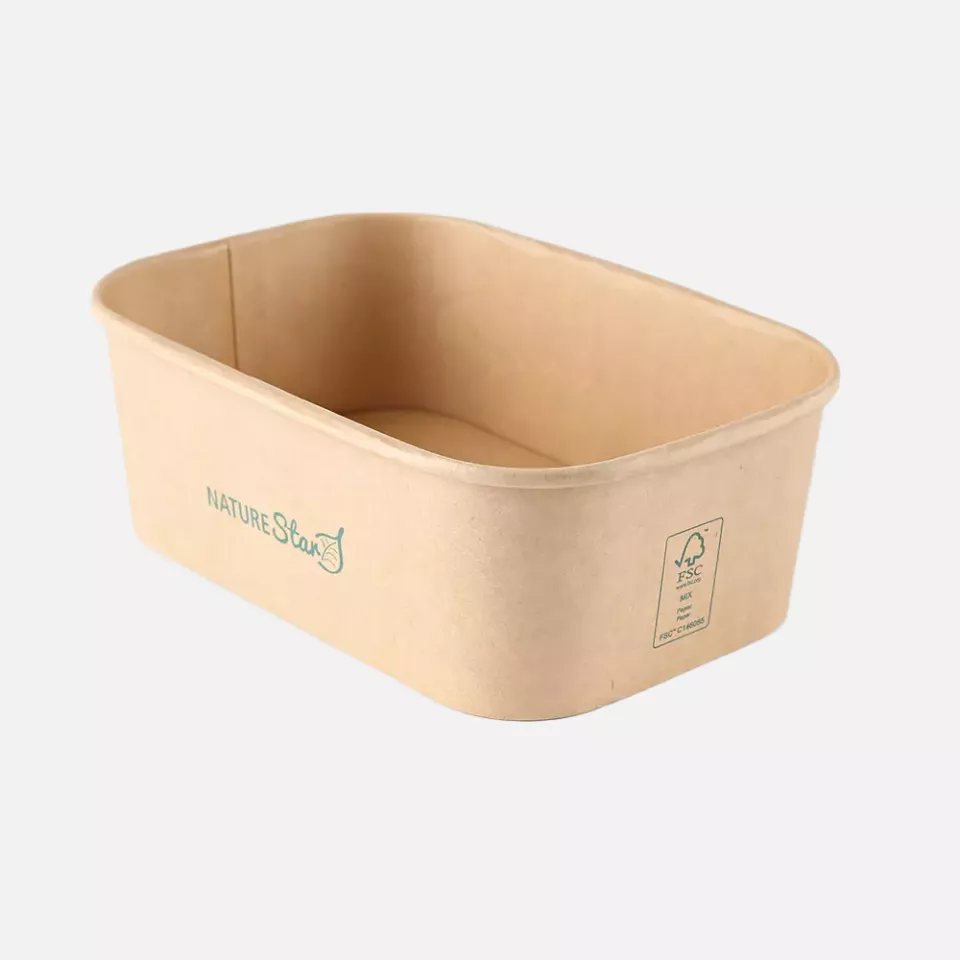NATUREStar 417475, Organic Takeaway Trays, Kraft Paper/PE, 750 ml, 172 x 120 x 58 mm, FSC®-mix, image 1, gallery thumbnail