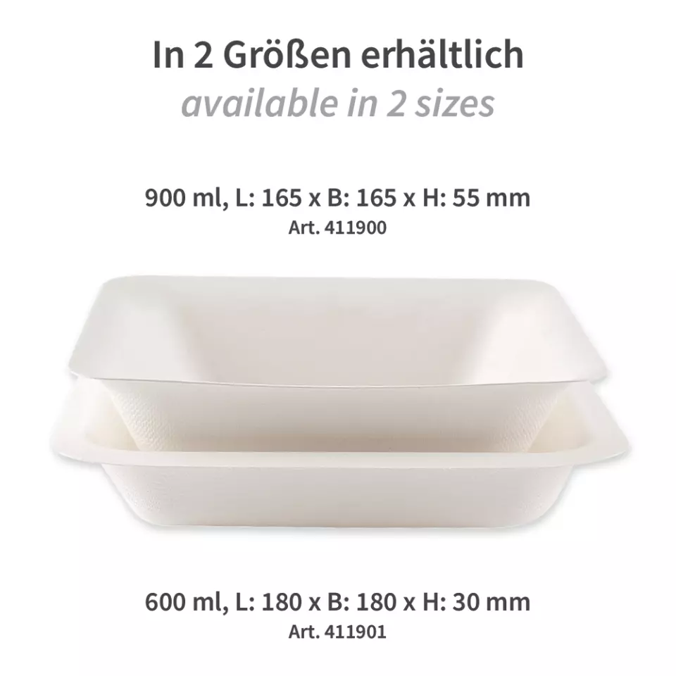 NATUREStar 411901, Eleganza Organic Bagasse Trays, 180 x 30 mm, 600 ml, image 3, gallery thumbnail