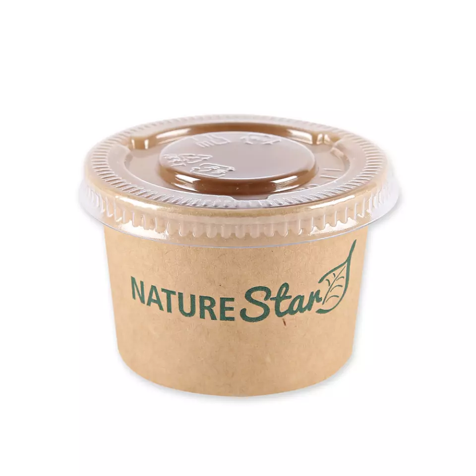 NATUREStar 417030, Organic Small Kraft Paper/PE Dip Trays, ø 61.5 mm x 40 mm, 30 ml, FSC®-mix, image 3, gallery thumbnail