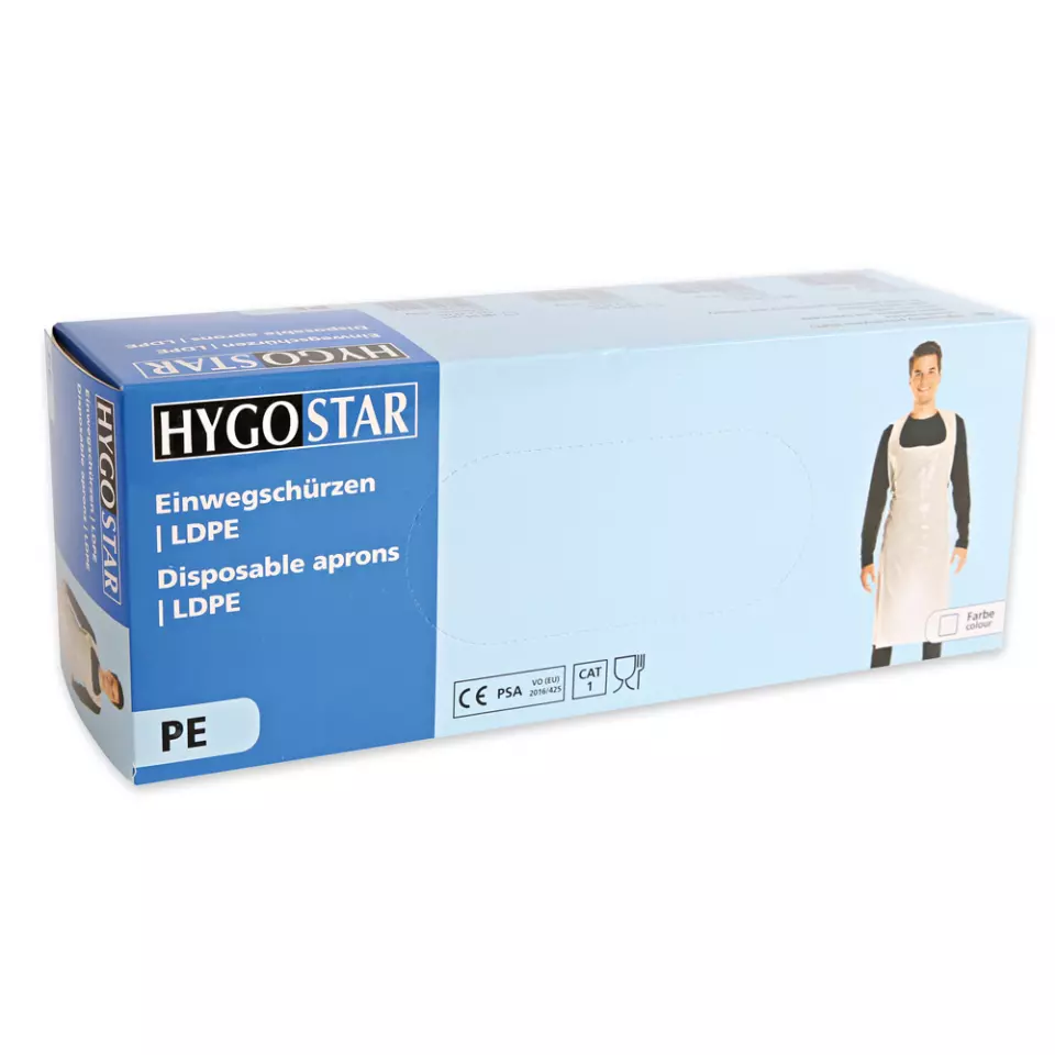 HygoStar 23350, LDPE Disposable Aprons, Dispenser Box, 140 x 75 cm, Approx. 16 my, White, image 2, gallery thumbnail