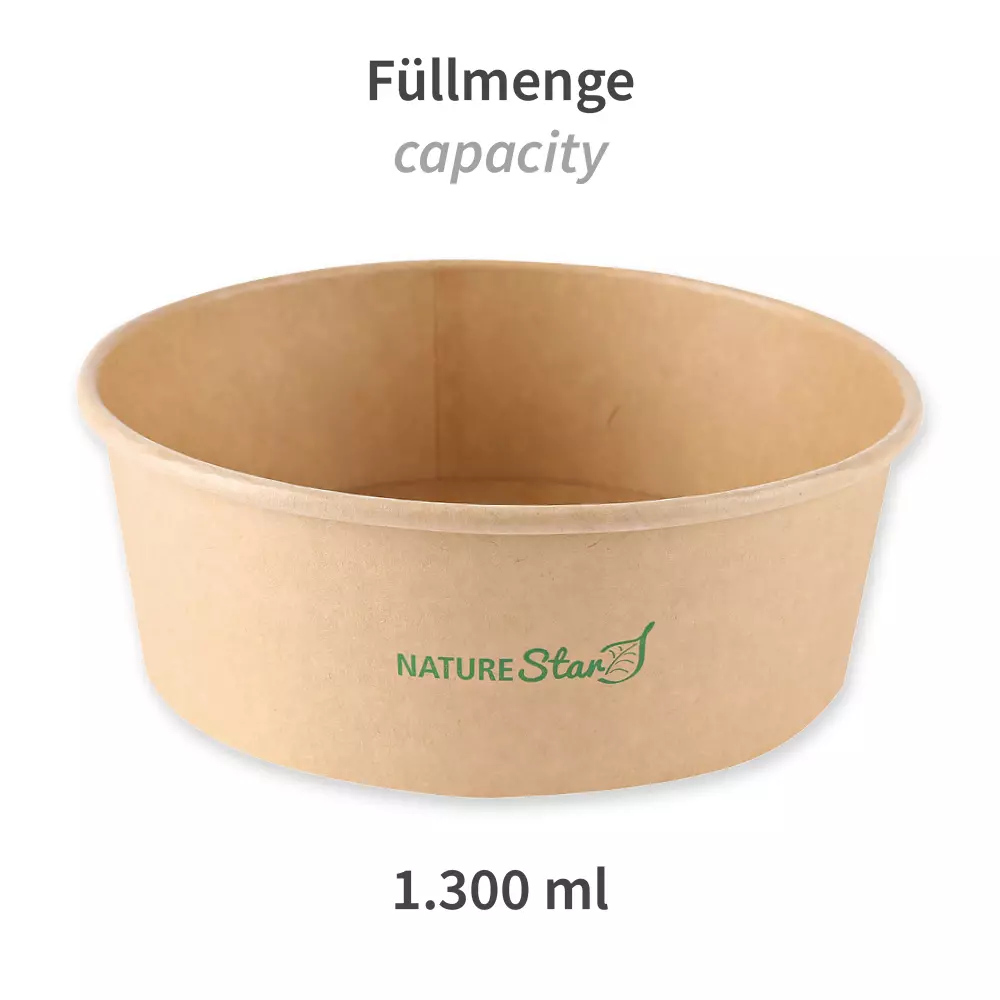 NATUREStar 416130, Caesar Organic Kraft Paper/PLA Salad Bowls, 1300 ml, Ø 185 mm, image 3