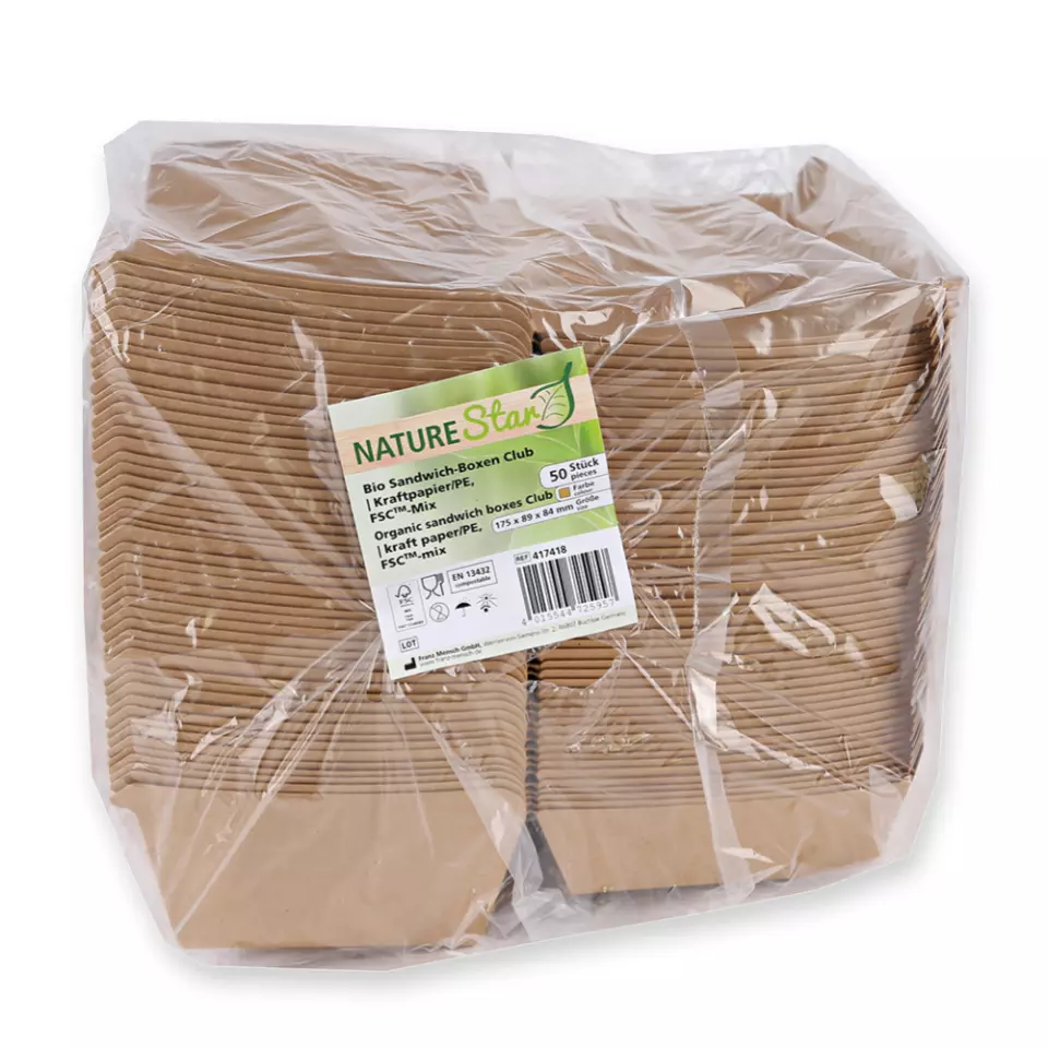 NATUREStar 417418, Club Organic Sandwich Boxes, 177 x 91 x 85 mm, Kraft Paper/PE, FSC®-Mix, image 6, gallery thumbnail
