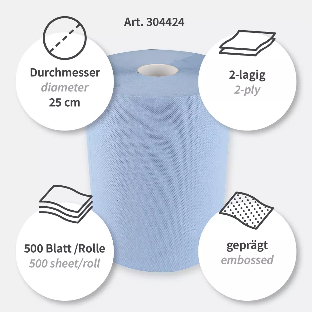 HygoClean 304424, Allfood Zellstoff-Mix Putzpapier, 2-lagig, Blau, image 3