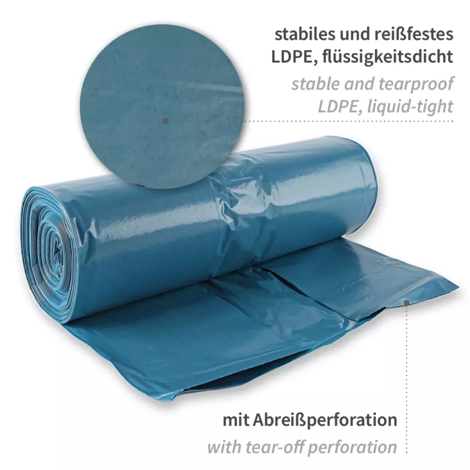 HygoClean 32446, LDPE Waste Bags, 160 l, Blue, Roll, image 2, gallery thumbnail
