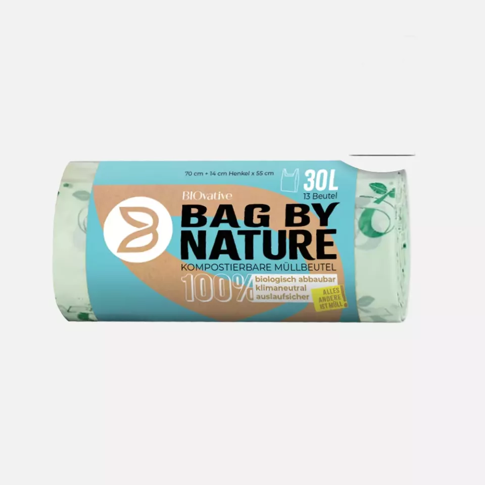 Franz Mensch 32294, Biologisch abbaubare Müllbeutel aus Maisstärke mit Henkel, 30 l, Rolle, image 1, gallery thumbnail