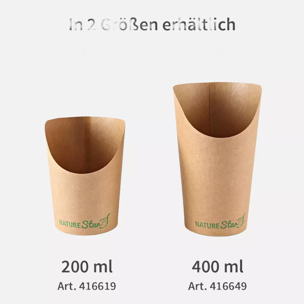 NATUREStar 416649, Kraft Paper/PLA Snack Cups, Wrap, 400 ml, ø 60 mm, 135 mm, image 2