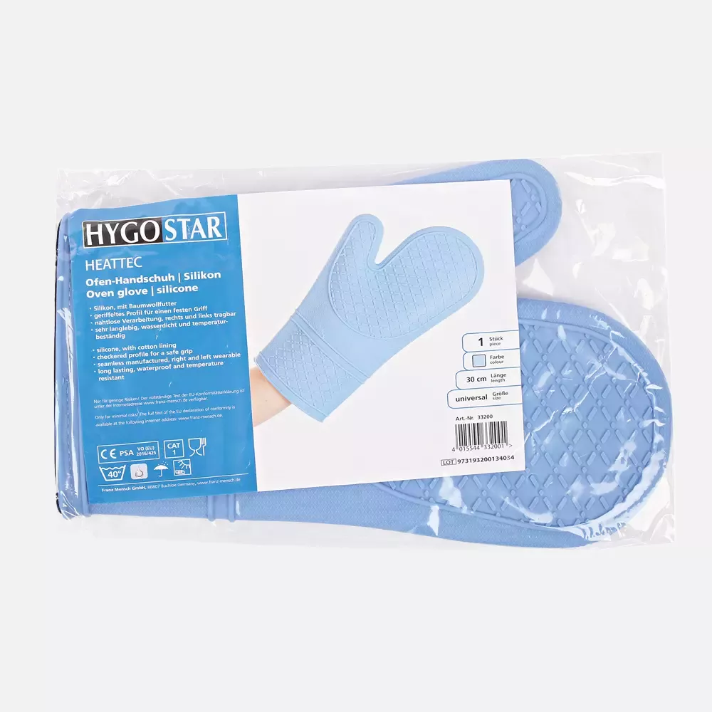HygoStar 33200, Heattec Silicone Oven Gloves, 30 cm, Light Blue, image 2