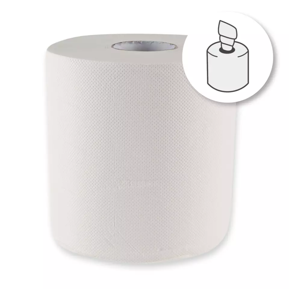 HygoClean 30412, 2-Ply Cellulose Paper Towel Rolls, Centerfeed, White, image 1, gallery thumbnail