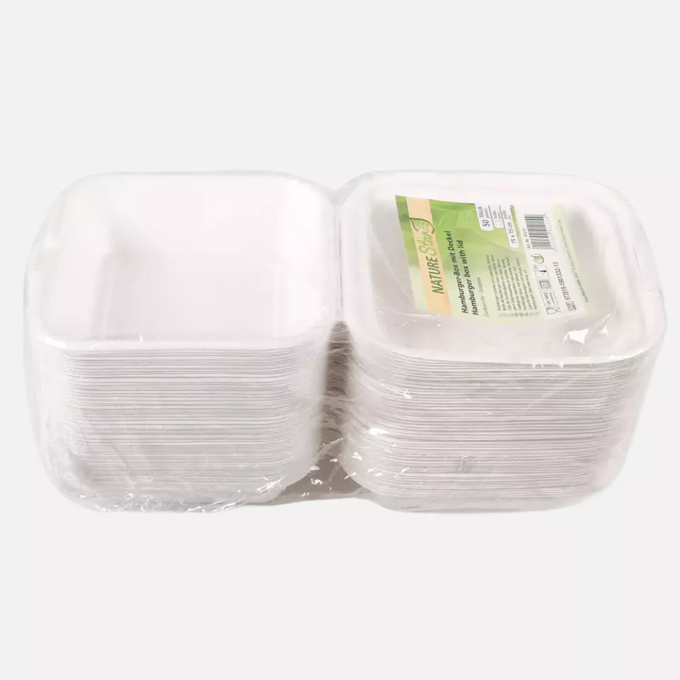 NATUREStar 41215, Organic Hinged Lid Bagasse Hamburger Boxes, 150 x 85 mm, image 6, gallery thumbnail