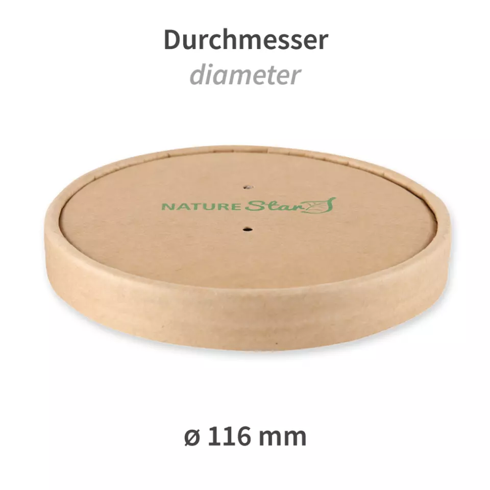 NATUREStar 416212, Minestrone Kraft Paper/PLA Soup Cup Lids, ø 116 mm, Organic, image 2, gallery thumbnail
