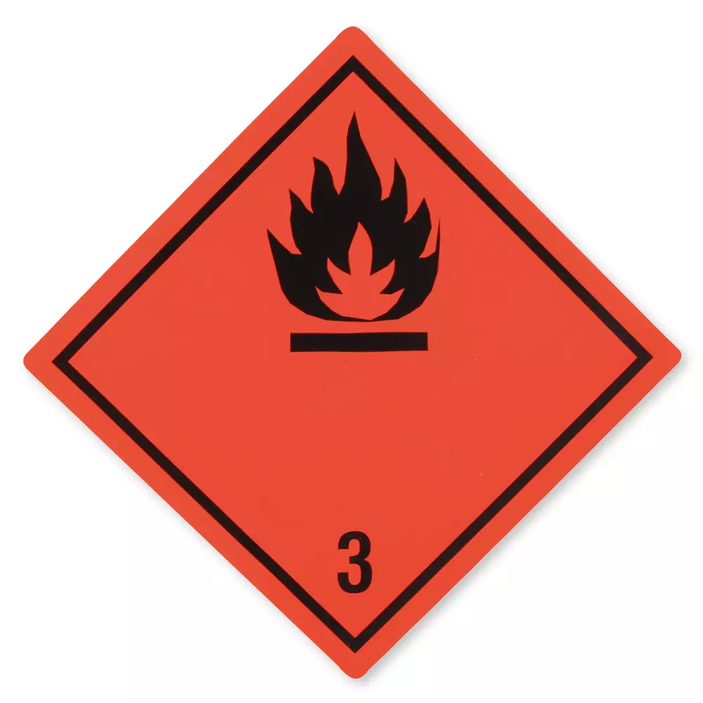 Franz Mensch 954004, Flammable Liquids Paper Warning Labels, Class 3, Red, On Roll, image 1