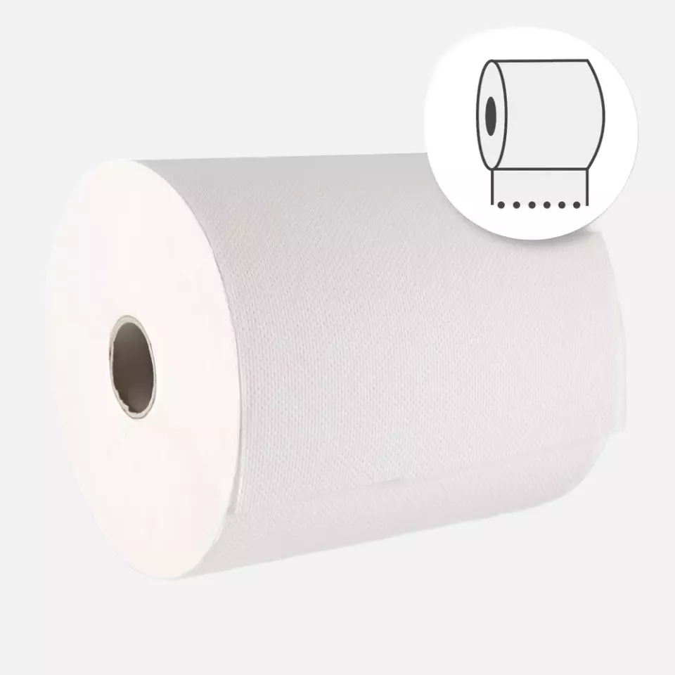 HygoClean 30447, Cellulose 2-ply Paper Towel Rolls, Outside Unwinding, Brightwhite, image 1, gallery thumbnail
