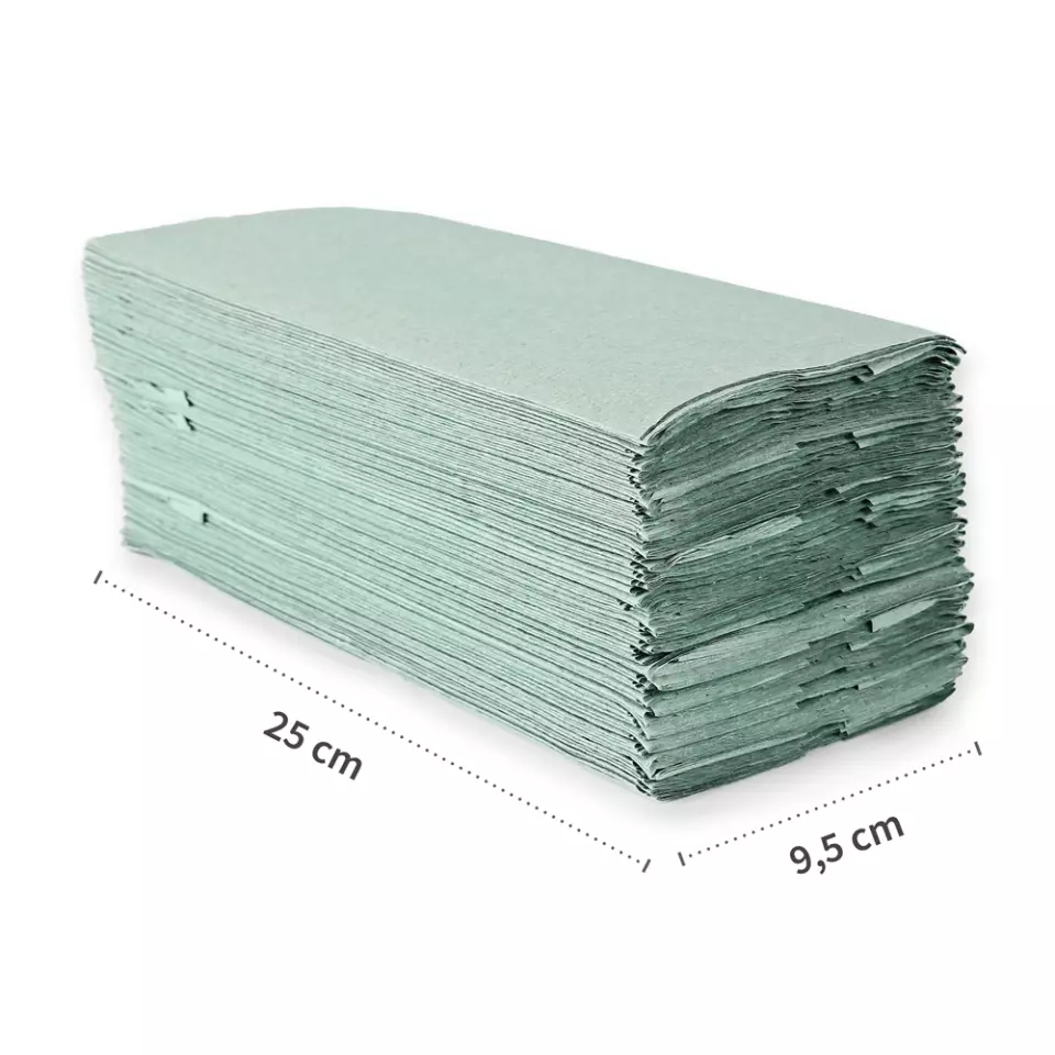 HygoClean 30463, 1-ply Recycled Paper Hand Towels, C-fold, Green