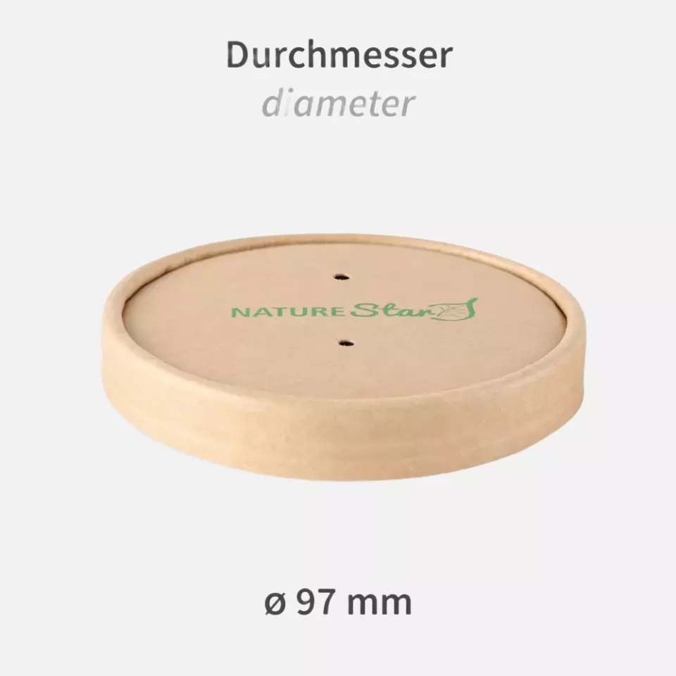 NATUREStar 416210, Organic Minestrone Kraft Paper/PLA Soup Cup Lids, ø 97 mm, image 2, gallery thumbnail