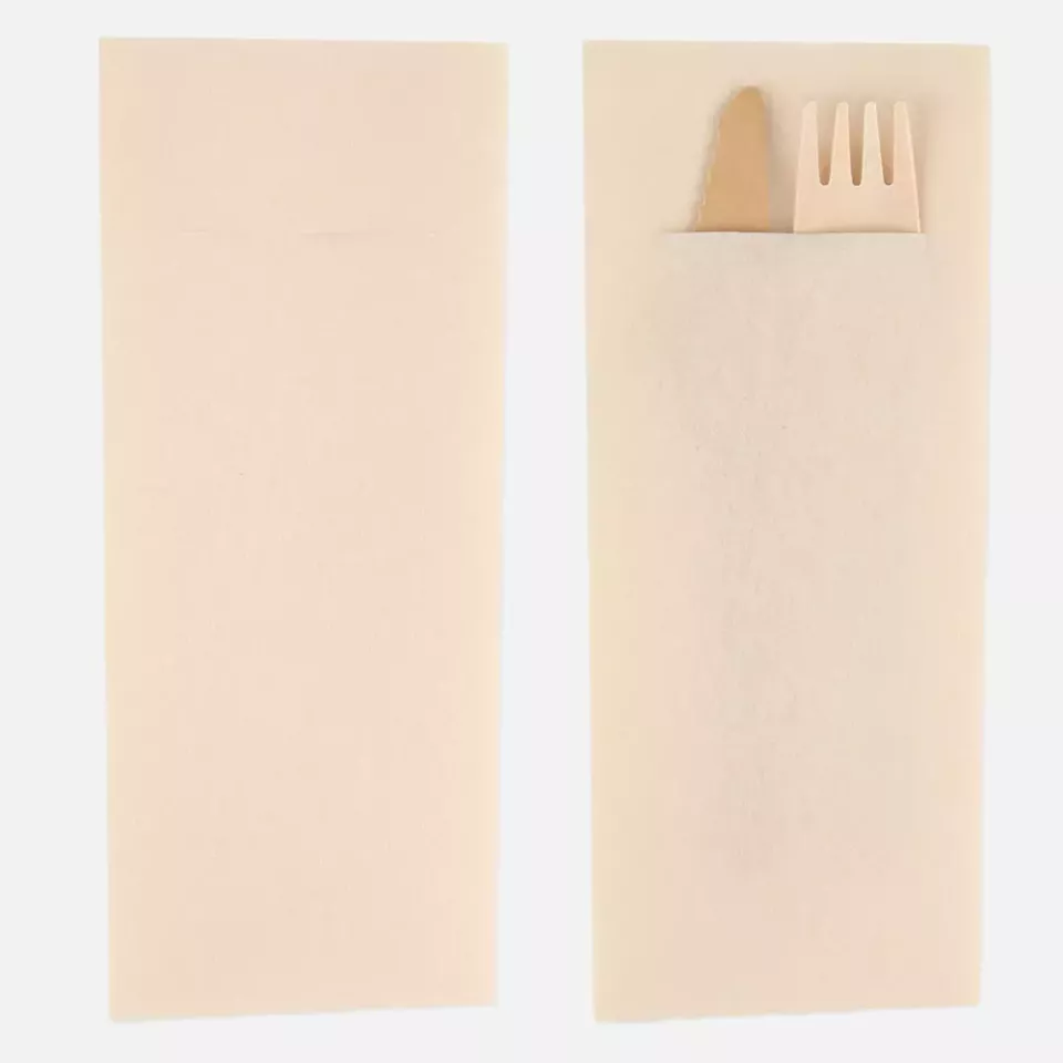 Franz Mensch 30631, Airlaid Cutlery Napkins, 1-ply, 1/8 Fold, 40 x 33 cm, Creme, FSC®-mix, image 1, gallery thumbnail