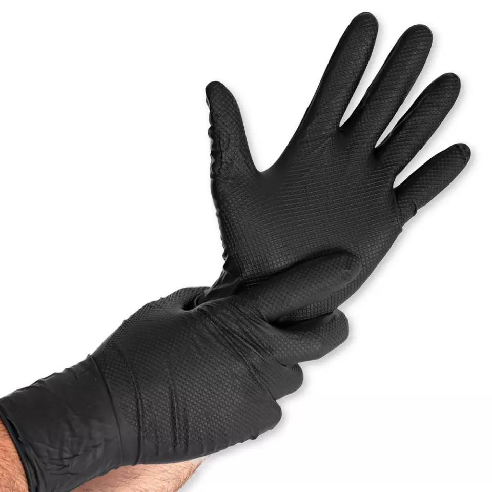 Franz Mensch 270988, Power Grip Long Powder-Free Nitrile Gloves, 12/XXXL, Black, image 1, gallery thumbnail
