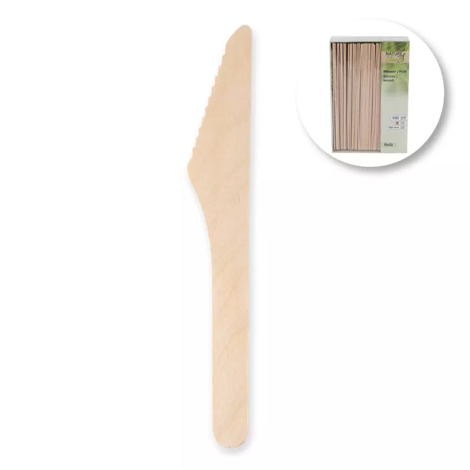 NATUREStar 38855, Organic Wood Knives, 160 mm, Dispenser Box, image 1, gallery thumbnail