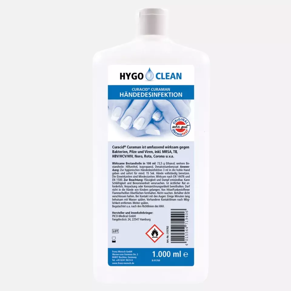 HygoClean 315782, Alkoholisches Händedesinfektionsmittel, 1 l, image 1, gallery thumbnail