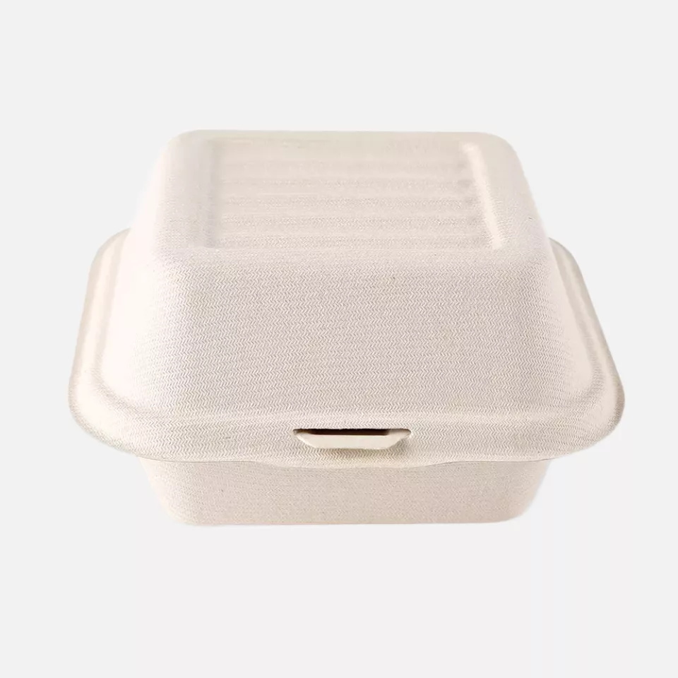 NATUREStar 412155, Organic Hinged Lid Bagasse Hamburger Boxes, 150 x 85 mm, image 3, gallery thumbnail