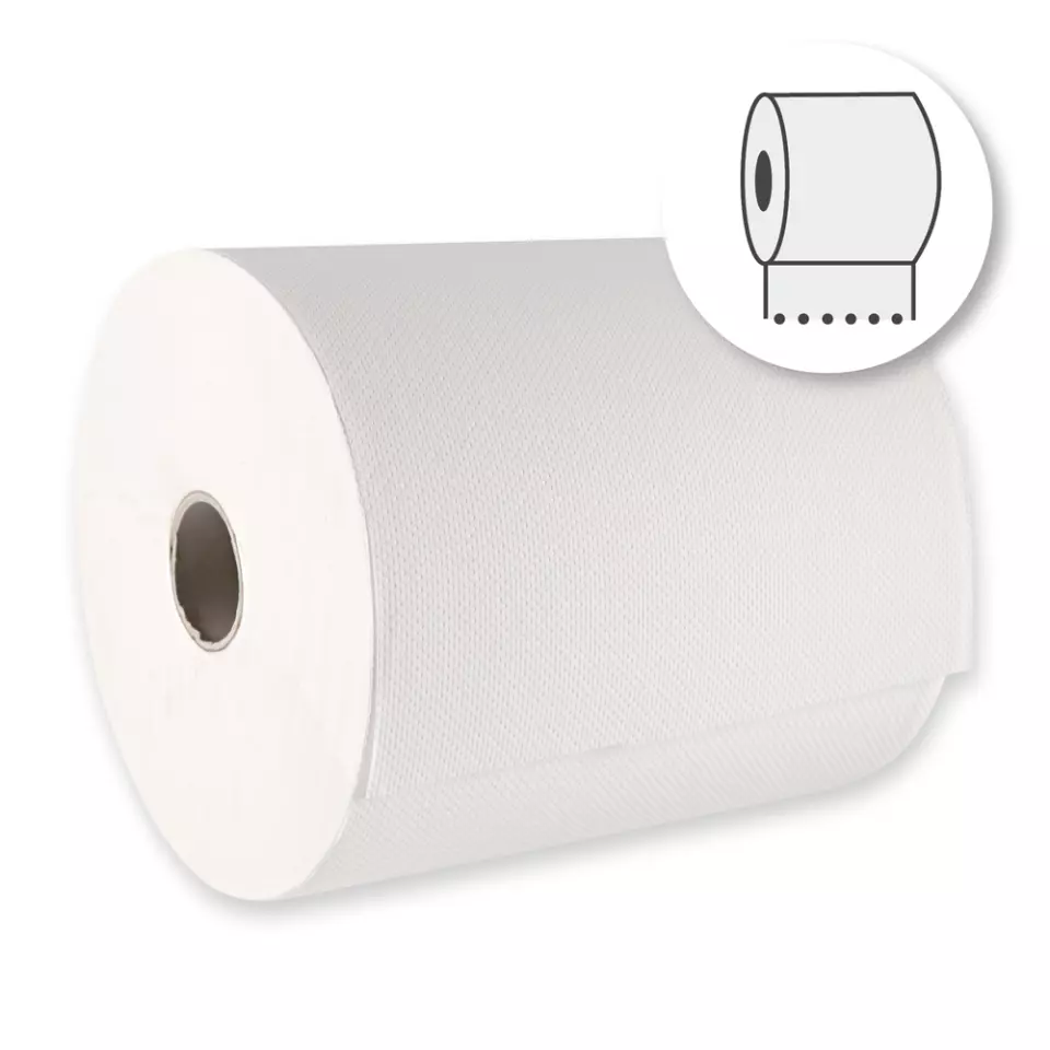 HygoClean 30448, Paper Towel Rolls, 2-Ply, Outside Unwinding, Brightwhite, Cellulose, image 1, gallery thumbnail