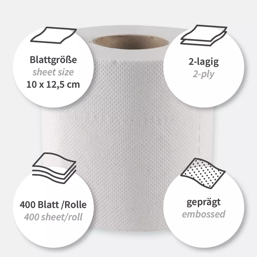 HygoClean 30429, Recycled Paper Toilet Paper, Small Roll, 2-ply, Nature, image 2