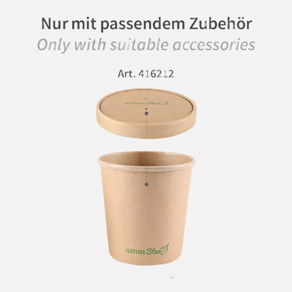 NATUREStar 416212, Minestrone Kraft Paper/PLA Soup Cup Lids, ø 116 mm, Organic, image 3, gallery thumbnail