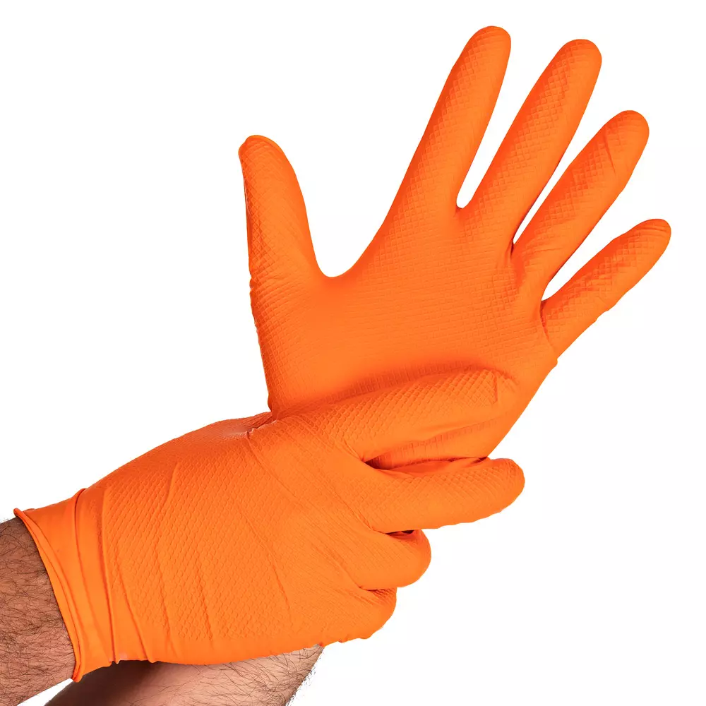 HygoStar 270825, Power Grip Puderfreie Nitrilhandschuhe, Größe 11/XXL, Orange