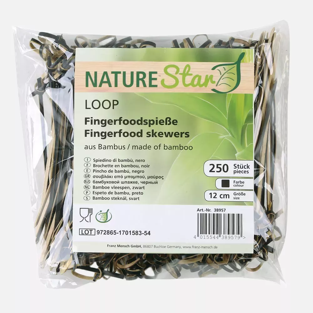 NATUREStar 38958, Organic Loop Bamboo Fingerfood Skewers, 150 mm, Black, image 5