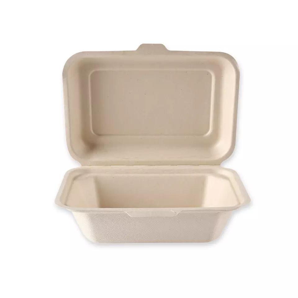 NATUREStar 412175, Organic Bagasse Menu Boxes with Hinged Lid, image 1, gallery thumbnail