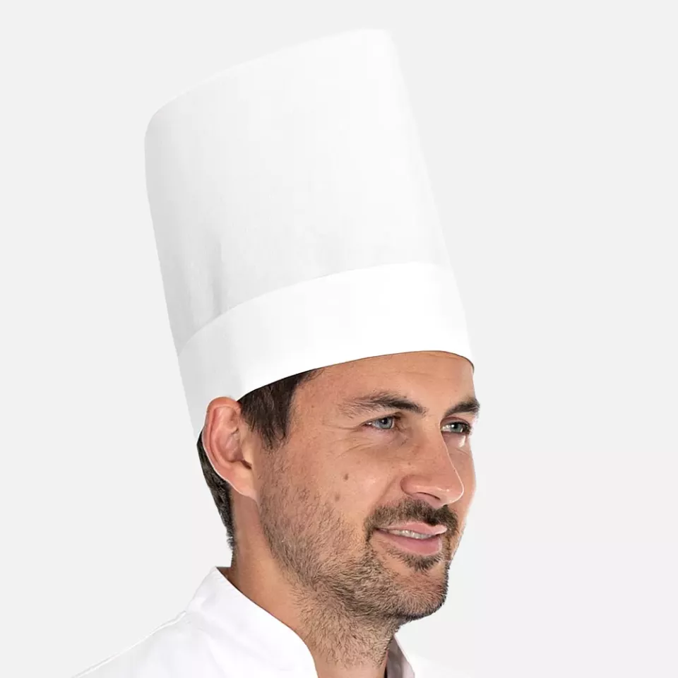 HygoStar 0990, Variable Exposed Special Crepe Paper Chef's Hats, 22 cm, White, image 1, gallery thumbnail