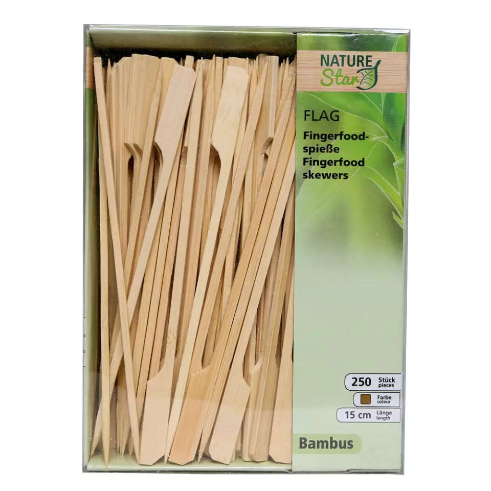 NATUREStar 38952, Organic Flag Bamboo Fingerfood Skewers, 90 mm, Natural, image 1, gallery thumbnail