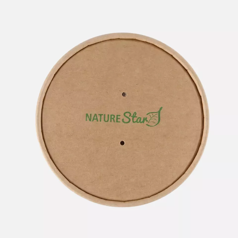 NATUREStar 416212, Minestrone Kraft Paper/PLA Soup Cup Lids, ø 116 mm, Organic, image 1, gallery thumbnail
