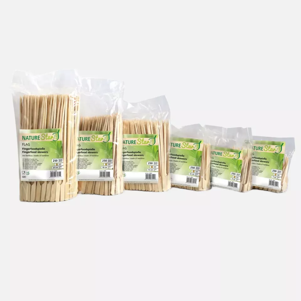 NATUREStar 38952, Organic Flag Bamboo Fingerfood Skewers, 90 mm, Natural, image 2, gallery thumbnail