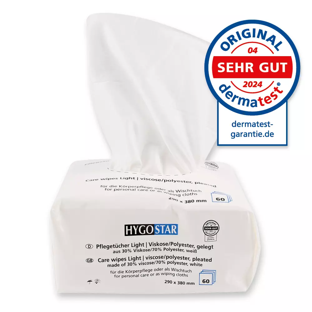 Hygostar 53622, Care Light Wipes, 29 x 38 cm, Viscose/Polyester, Pleated, White, image 1