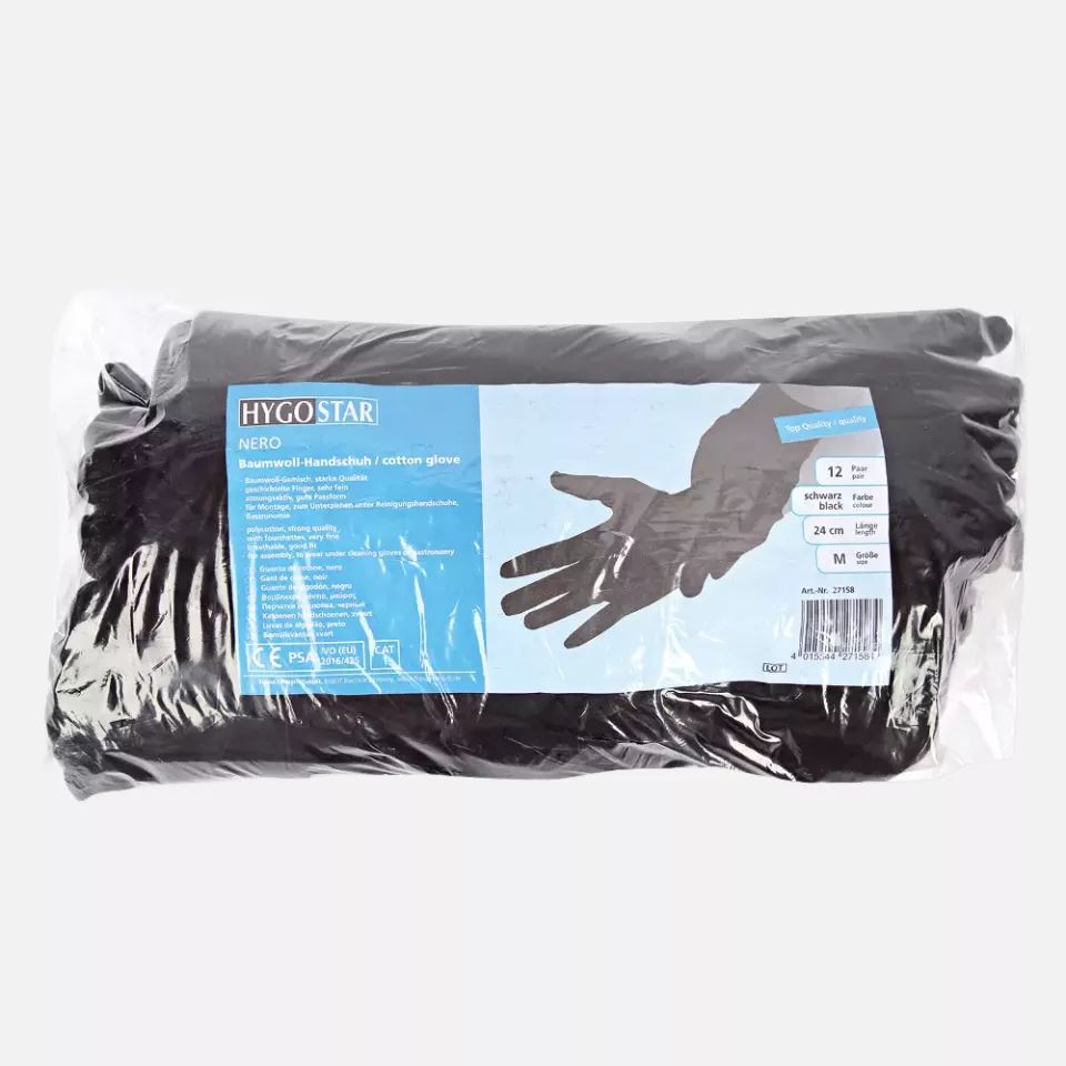 HygoStar 27118, Nero Cotton Gloves, image 2, gallery thumbnail