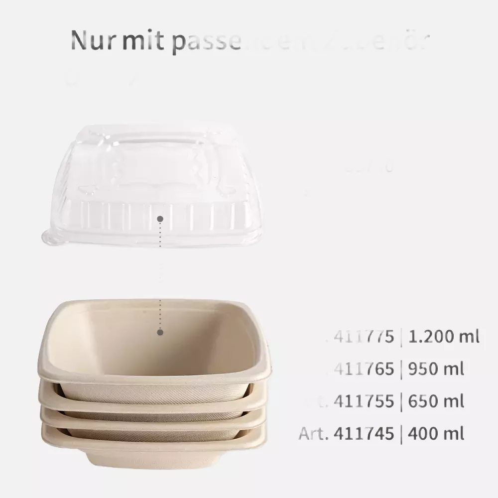 NATUREStar 411765, Organic Square Bagasse Trays, 180 x 70 mm, 950 ml, image 5