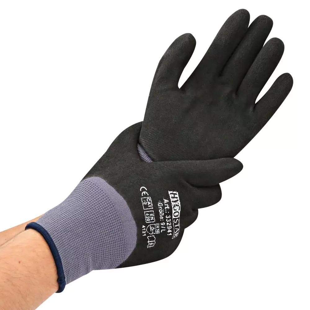HygoStar 332931, Ergo Flex Fine Knit Nitrile-PU Gloves, 4/4-Coated