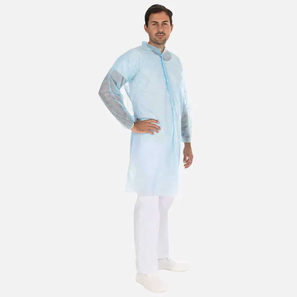 HygoNorm 27406P, Leichte PP-Besucherkittel mit Druckknöpfen, XL, Blau, image 2, gallery thumbnail