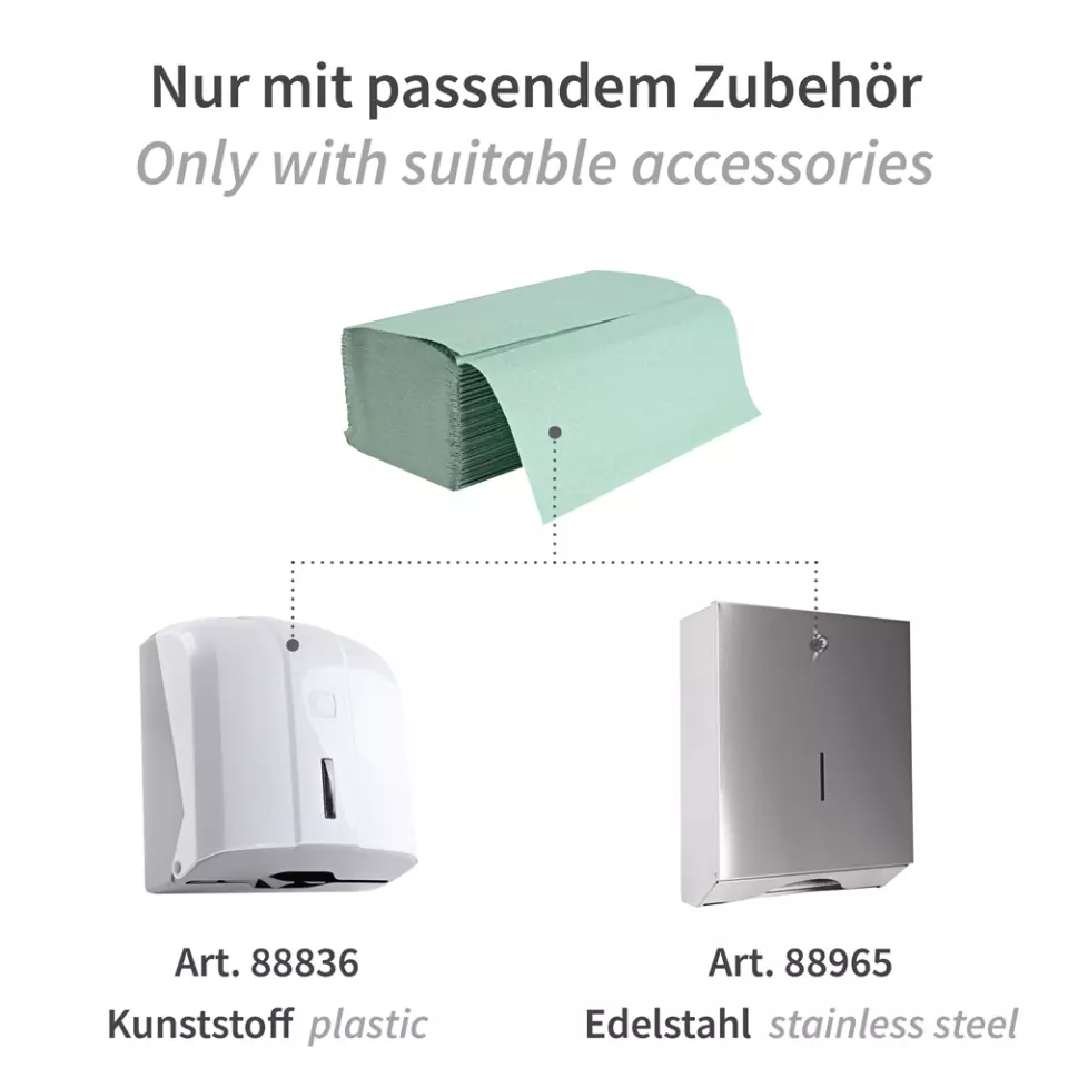 HygoClean 30461, 1-ply Recycled Paper Hand Towels, V/ZZ-fold, Green, image 4, gallery thumbnail