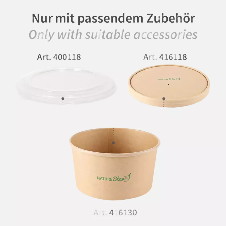 NATUREStar 416130, Caesar Bio-Kraftpapier/PLA Salatschalen, 1300 ml, Ø 185 mm, image 5, gallery thumbnail