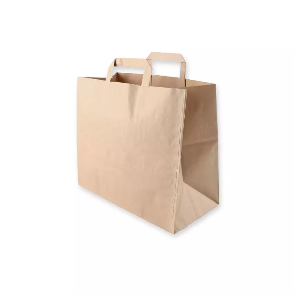 NATUREStar 35566, Organic Kraft Paper Carrier Bags, 320 + 170 x 250 mm, Brown, image 1, gallery thumbnail