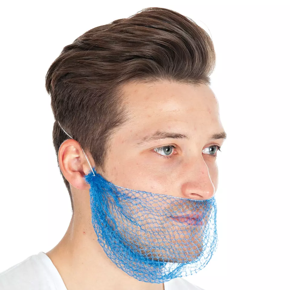 Hygostar 85449, Detectable Nylon Beard Cover, Blue, image 2, gallery thumbnail