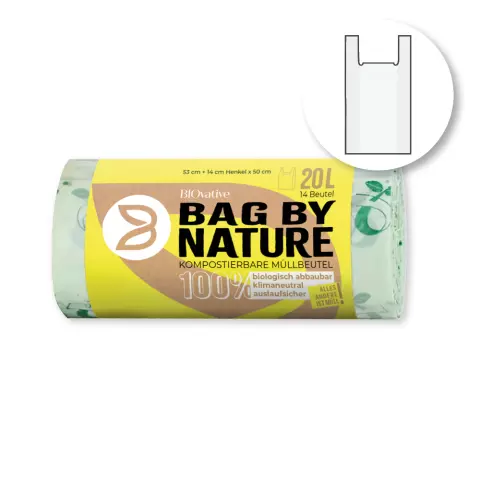 Franz Mensch Biodegradable Garbage Bags, Corn Starch, 20 l, Roll, with Handle