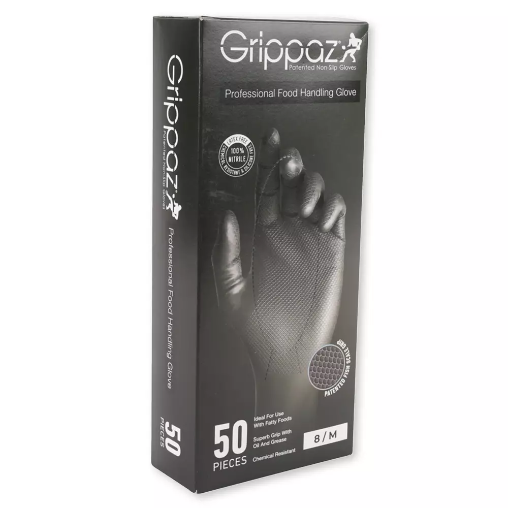 Franz Mensch 2709080, Power Grip Long "Extra" Nitrile Gloves, Powder-Free