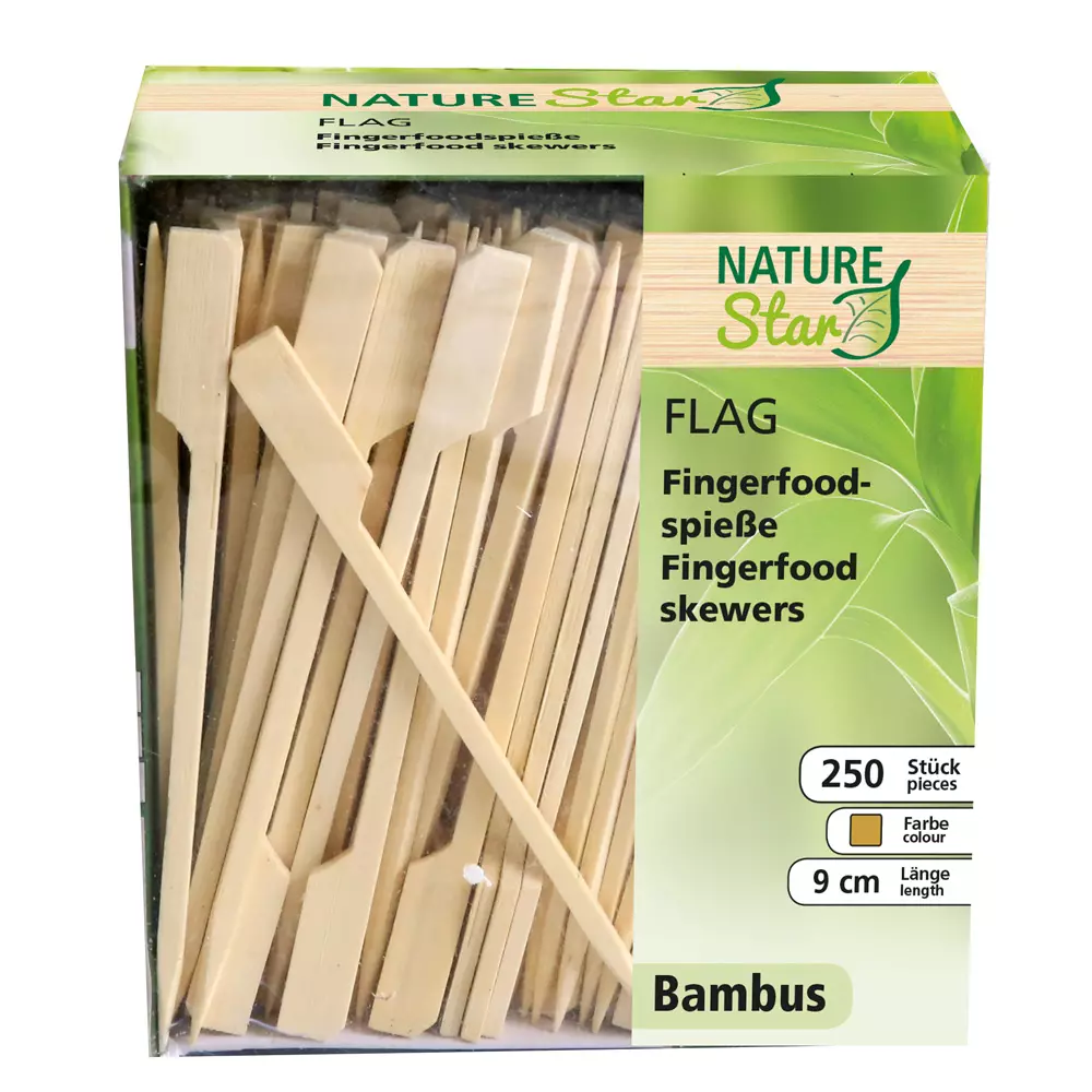 NATUREStar 389541, Flag Organic Bamboo Fingerfood Skewers, 150 mm, Natural, image 1