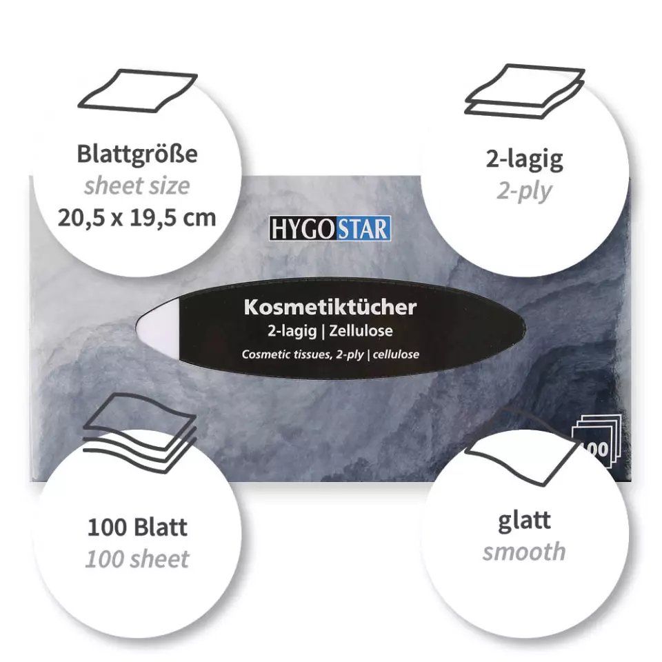 Hygostar 30471, 2-Ply Cellulose Cosmetic Tissues, White, image 3, gallery thumbnail