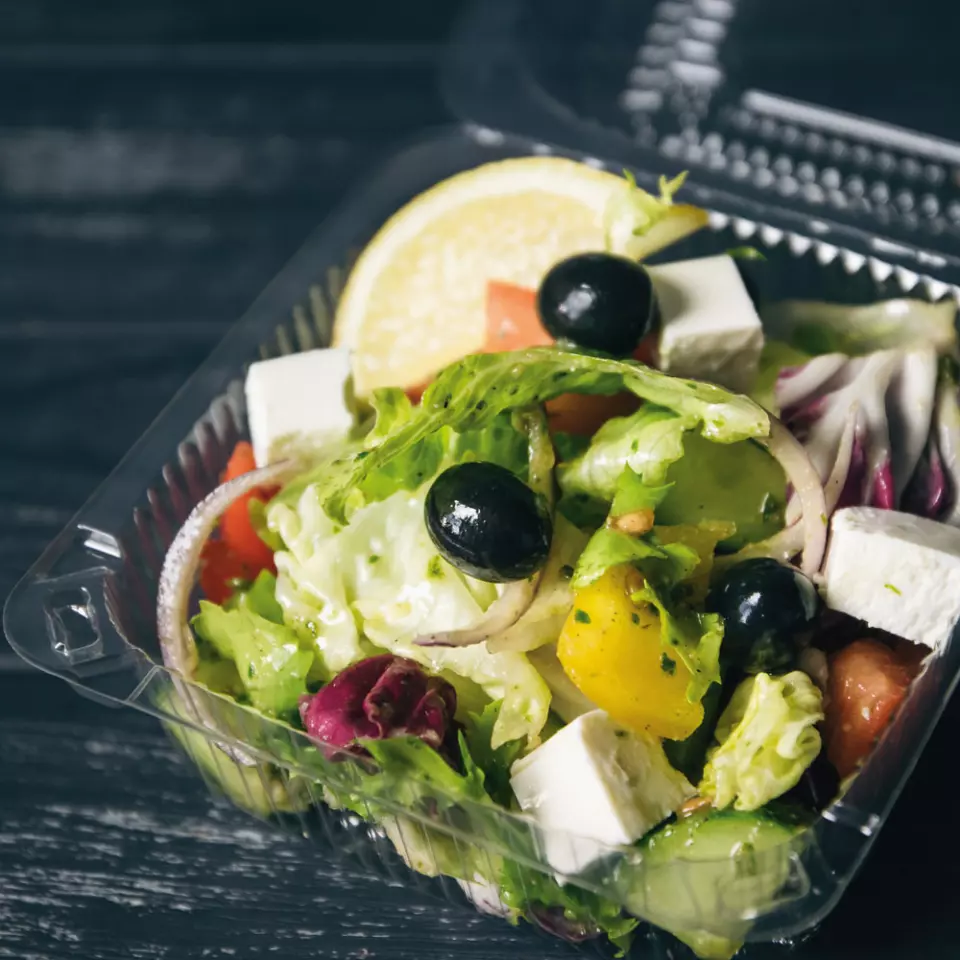 Franz Mensch 423908, Organic PLA Deli & Salad Bowls, With Hinged Lid, 1000 ml, Rectangular, image 2, gallery thumbnail