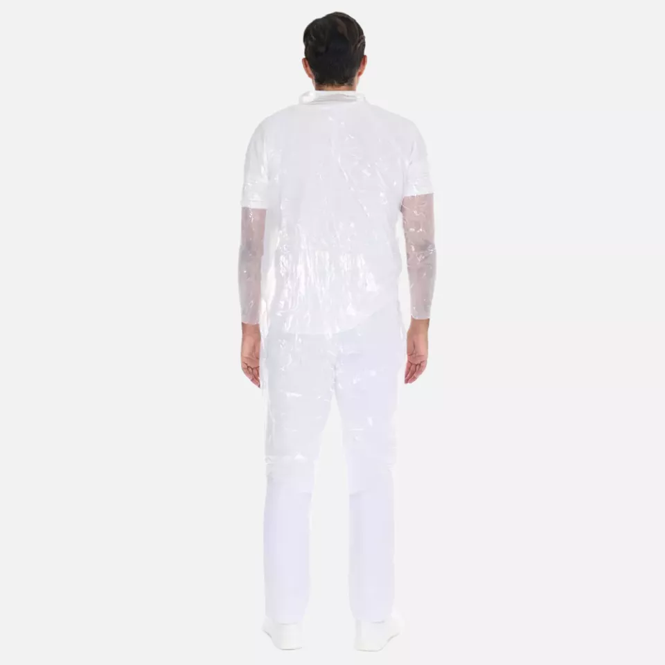 HygoNorm 27329, Leichte PE-Besucherkittel, Druckknöpfe, Weiß, image 3, gallery thumbnail