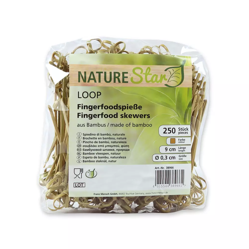 NATUREStar 38966, Organic Loop Bamboo Fingerfood Skewers, 90 mm, Natural, image 2