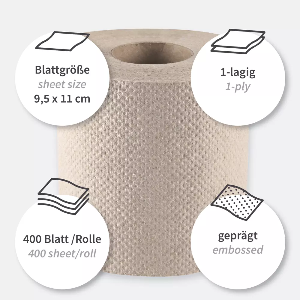 HygoClean 30420, Recycled Paper Toilet Paper, 1-ply, Small Roll, Natural, image 3